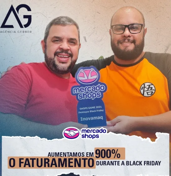 Equipe da Inovamaq com o prêmio Mercado Shops Destaque Black Friday